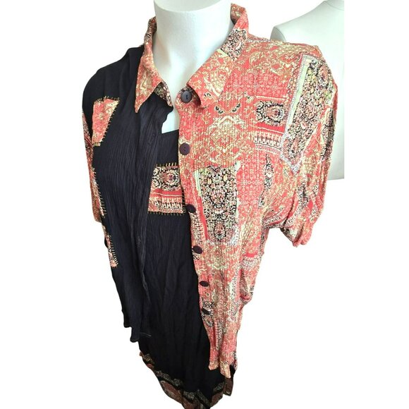 Womens Black Sleeveless Crinkle Dress Embroidered & Matching Shirt JJ4087 - Picture 10 of 13